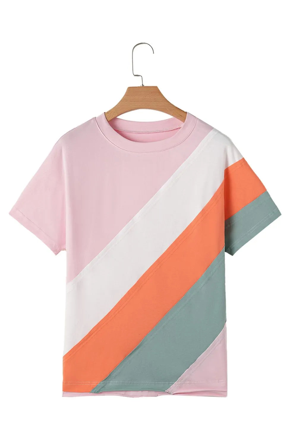 TEEK - Multicolor Block Round Neck Short Sleeve T Shirt TOPS TEEK Trend