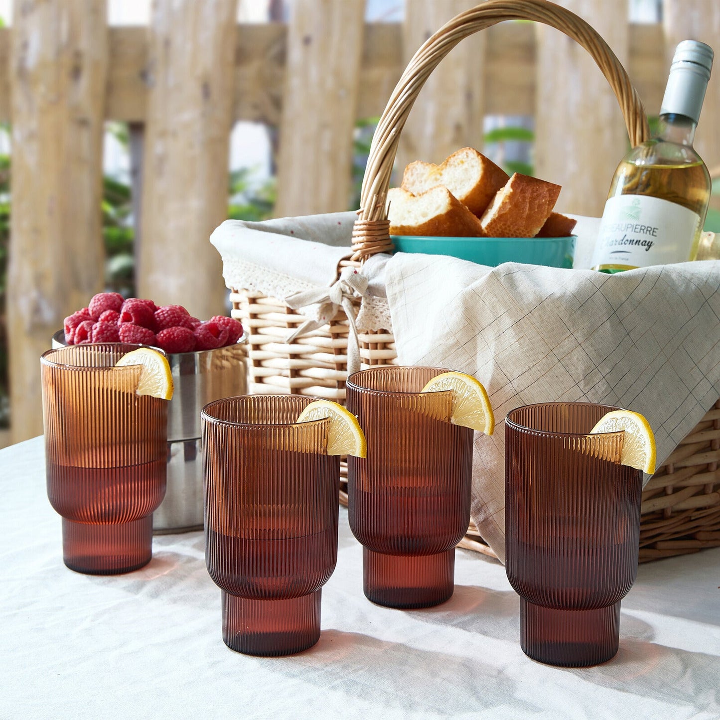 TEEK - Eze Acrylic Ribbed Highball Glassware Set HOME DECOR TEEK KS