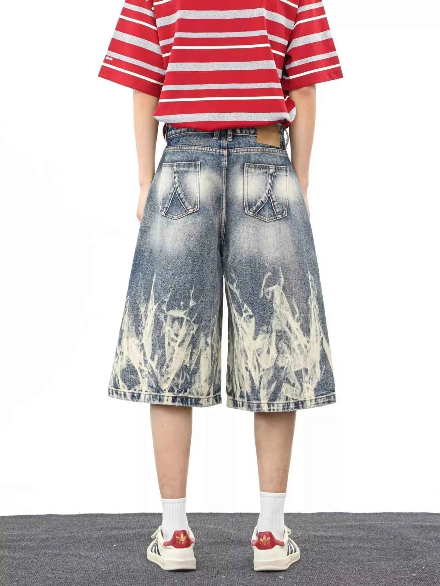Men's Full Size Wide-Leg Denim Shorts Plus Size Trendsi