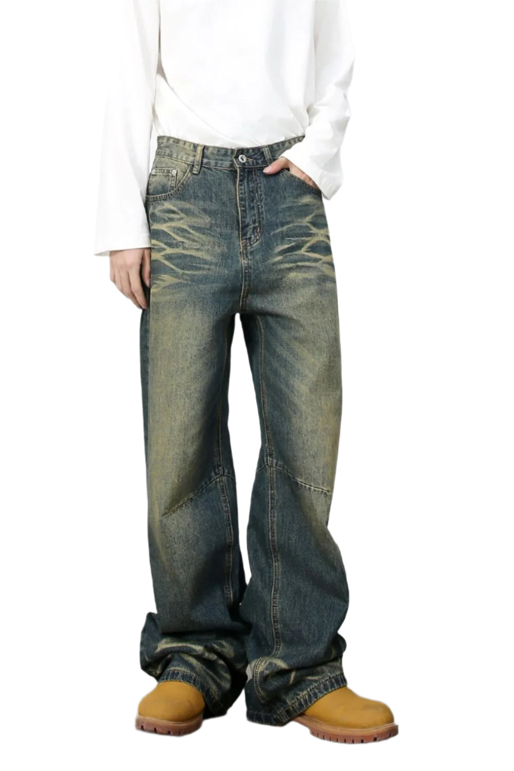 TEEK - Mens Wide Leg Medium Washed Jeans JEANS TEEK Trend S