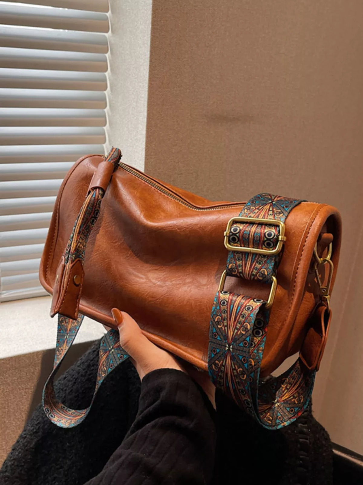 Patterned Strap Crossbody Bag Trendsi