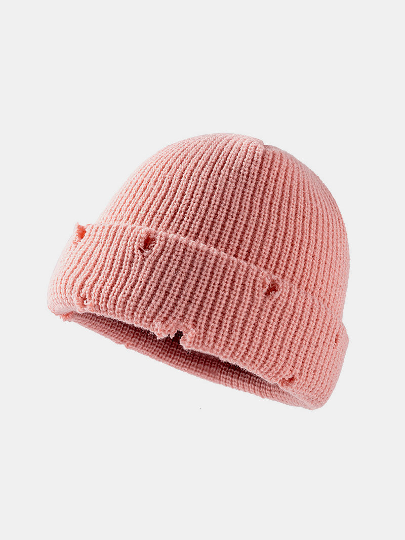 TEEK - Distressed Cuffed Knit Hat HAT TEEK Trend Pink One Size