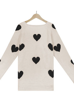 TEEK - Love V-Neck Knit Top SWEATER TEEK W White/Black S