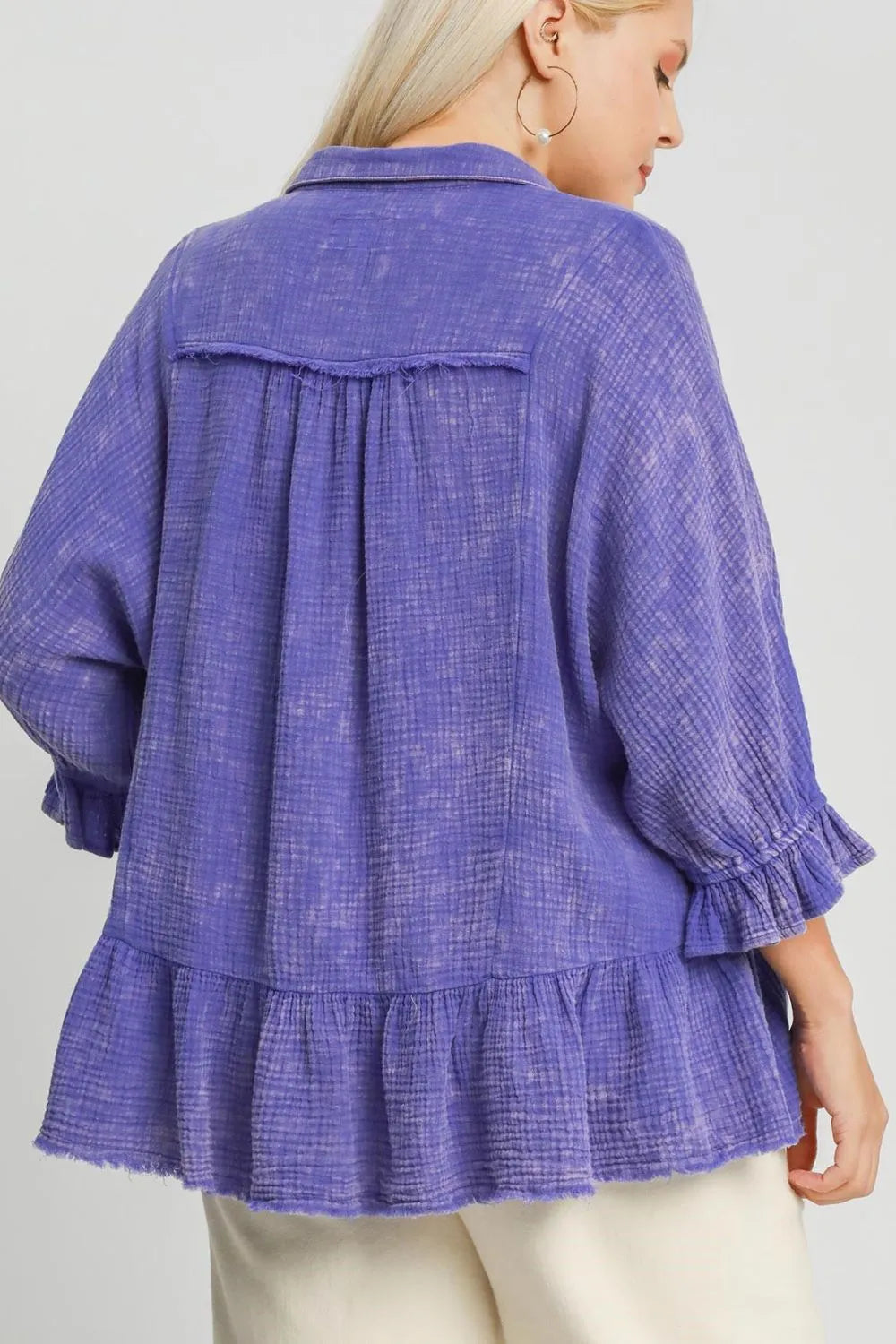 TEEK - Electric Purple Plus Size Mineral Washed Gauze Top TOPS TEEK Trend