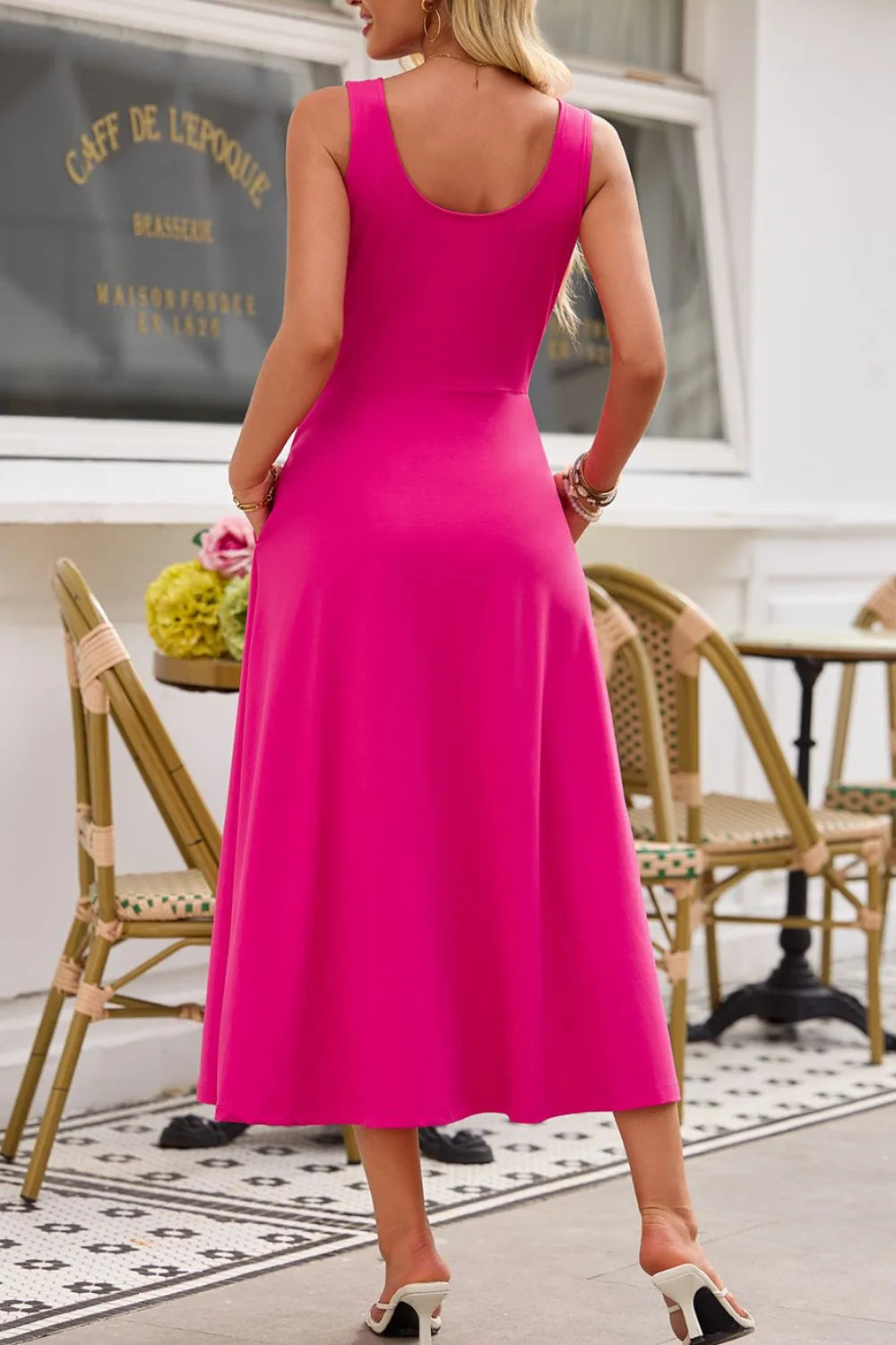 TEEK - Side Slit Scoop Neck Wide Strap Dress DRESS TEEK Trend