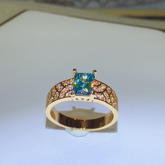 TEEK - Golden 1 Carat Moissanite 925 Sterling Silver Ring JEWELRY TEEK Trend