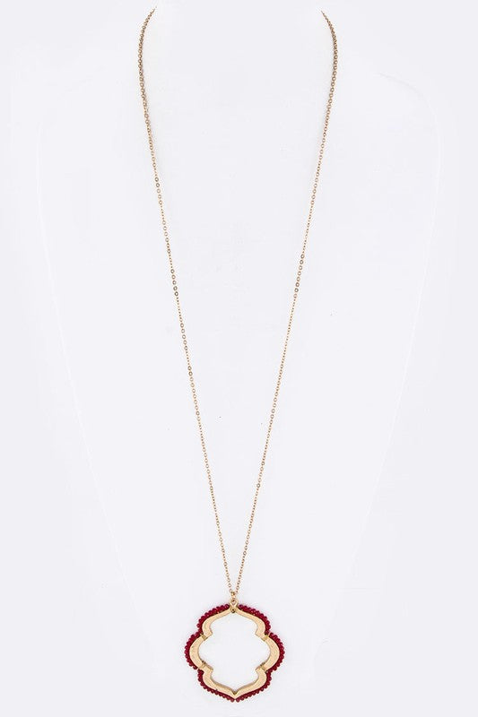 TEEK - Beaded Leaf Pendant Necklace JEWELRY TEEK FG