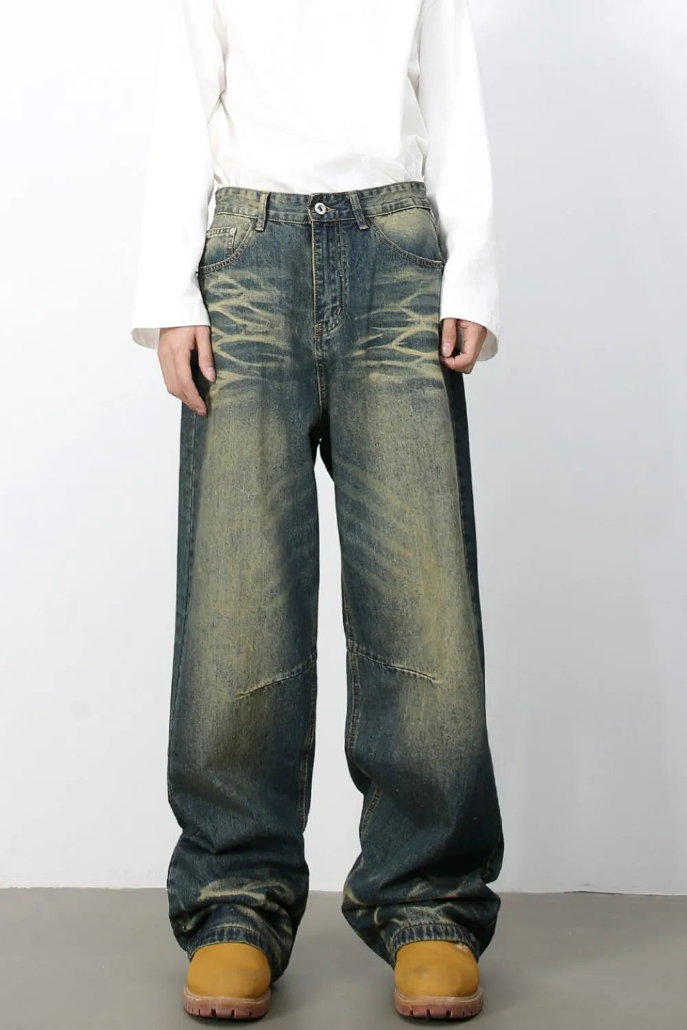 TEEK - Mens Wide Leg Medium Washed Jeans JEANS TEEK Trend