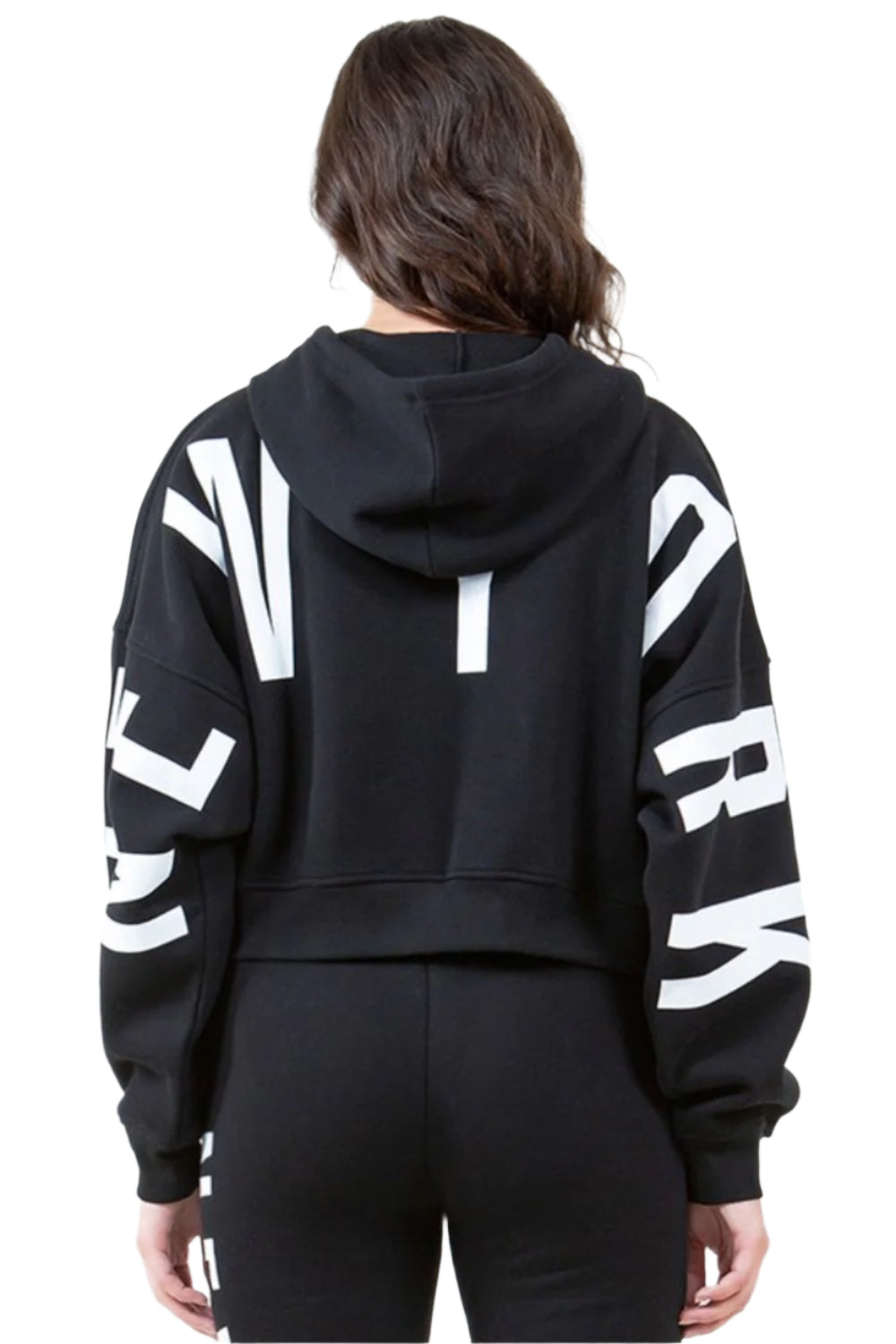 TEEK - Black Bold New York Long Sleeve Drawstring Cropped Hoodie TOPS TEEK Trend S