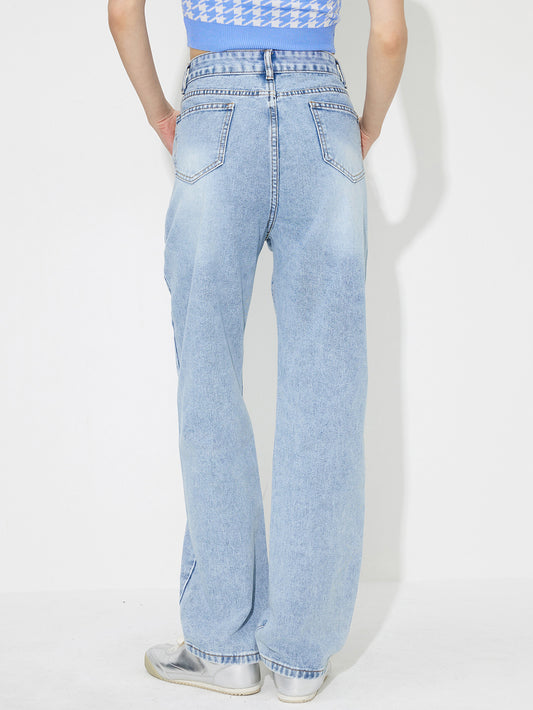 TEEK - Flower High Rise Straight Leg Jeans JEANS TEEK Trend