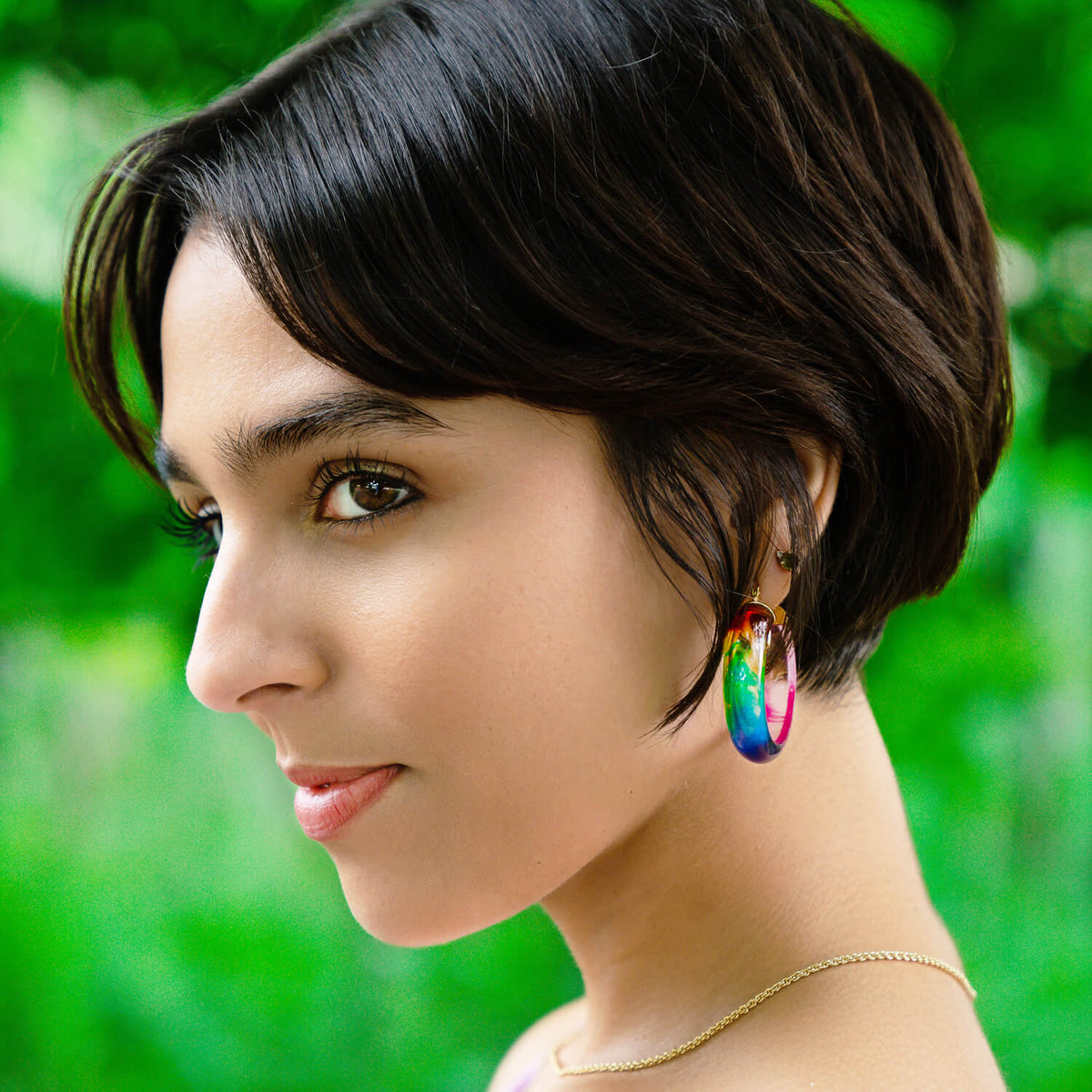 TEEK - PRIDE Rainbow Tie Dye Lucite Small Hoops JEWELRY TEEK GNH