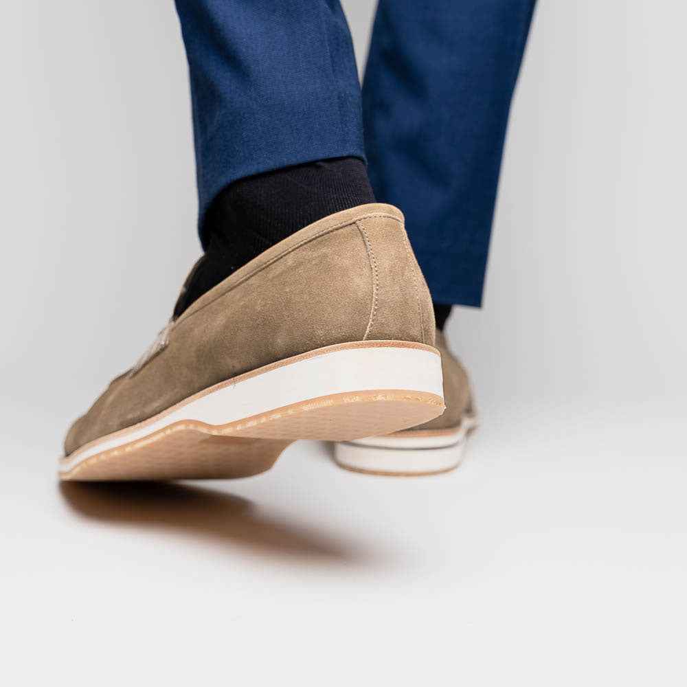 TEEK - 11-020-TPE MEO 3 Sueded Goatskin Penny Loafer, Taupe Shop TEEK ZI