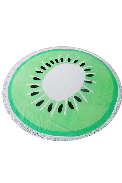 TEEK - Green Kiwi Fringe Convertible Round Beach Throw HOME DECOR TEEK FG