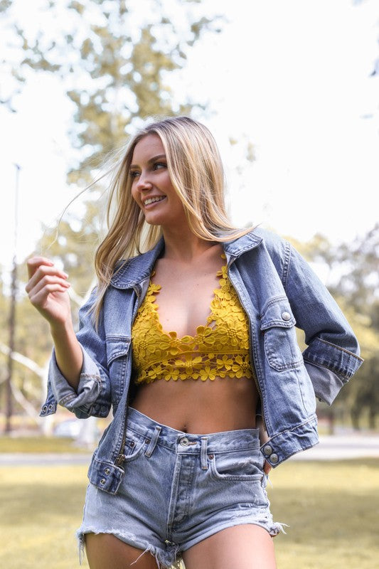 TEEK - Crochet Daisy Longline Bralette TOPS TEEK FG Yellow S