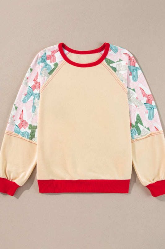 TEEK - Beige Bow Cluster Long Sleeve Sweatshirt TOPS TEEK Trend