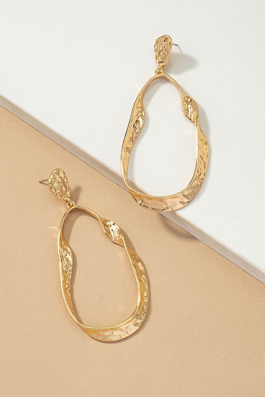 TEEK - Golden Hammered Twisted Hoop Earrings JEWELRY TEEK FG