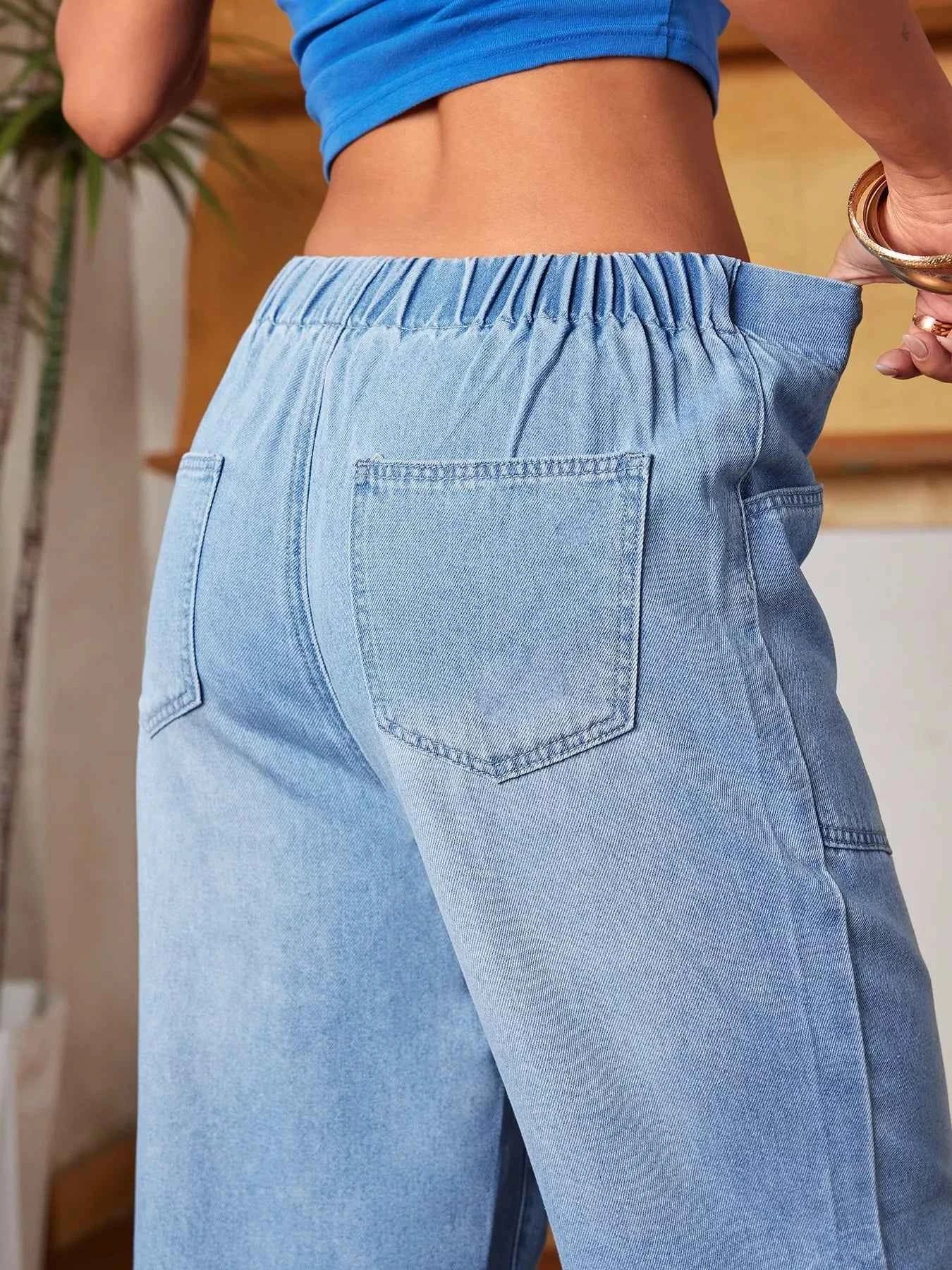 TEEK - Drawstring Wide Leg Jeans JEANS TEEK Trend
