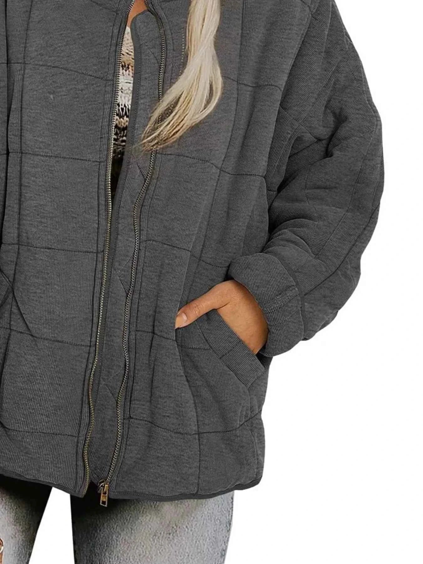 Quilted Zip Up Outerwear
