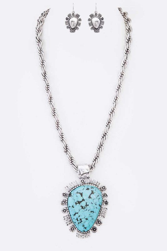 TEEK - Oversize Stone Pendant Necklace Set JEWELRY TEEK FG
