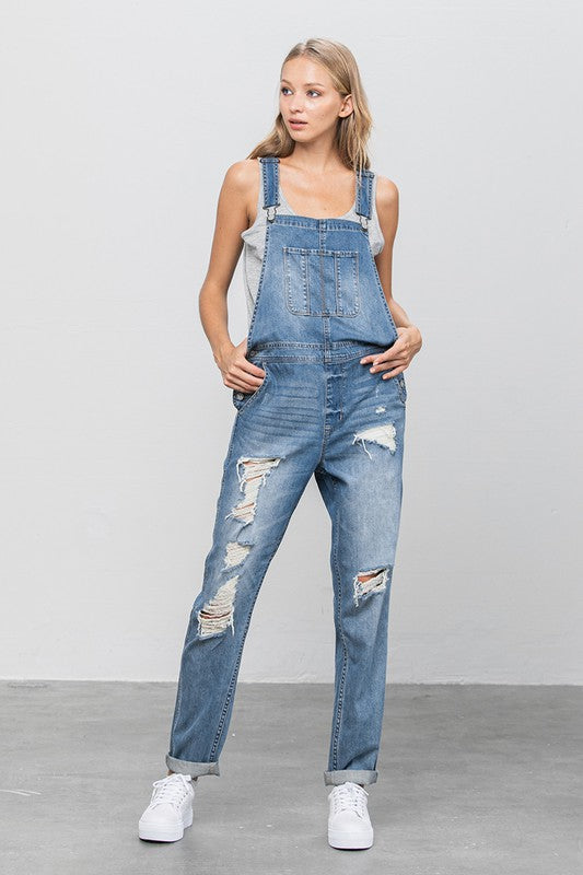 TEEK - MED WASH HEAVY BODY PREMIUM DESTROY OVERALLS OVERALLS TEEK FG
