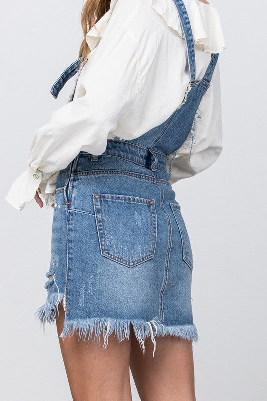 TEEK - FRAYED DENIM OVERALL DRESS OVERALLS TEEK FG