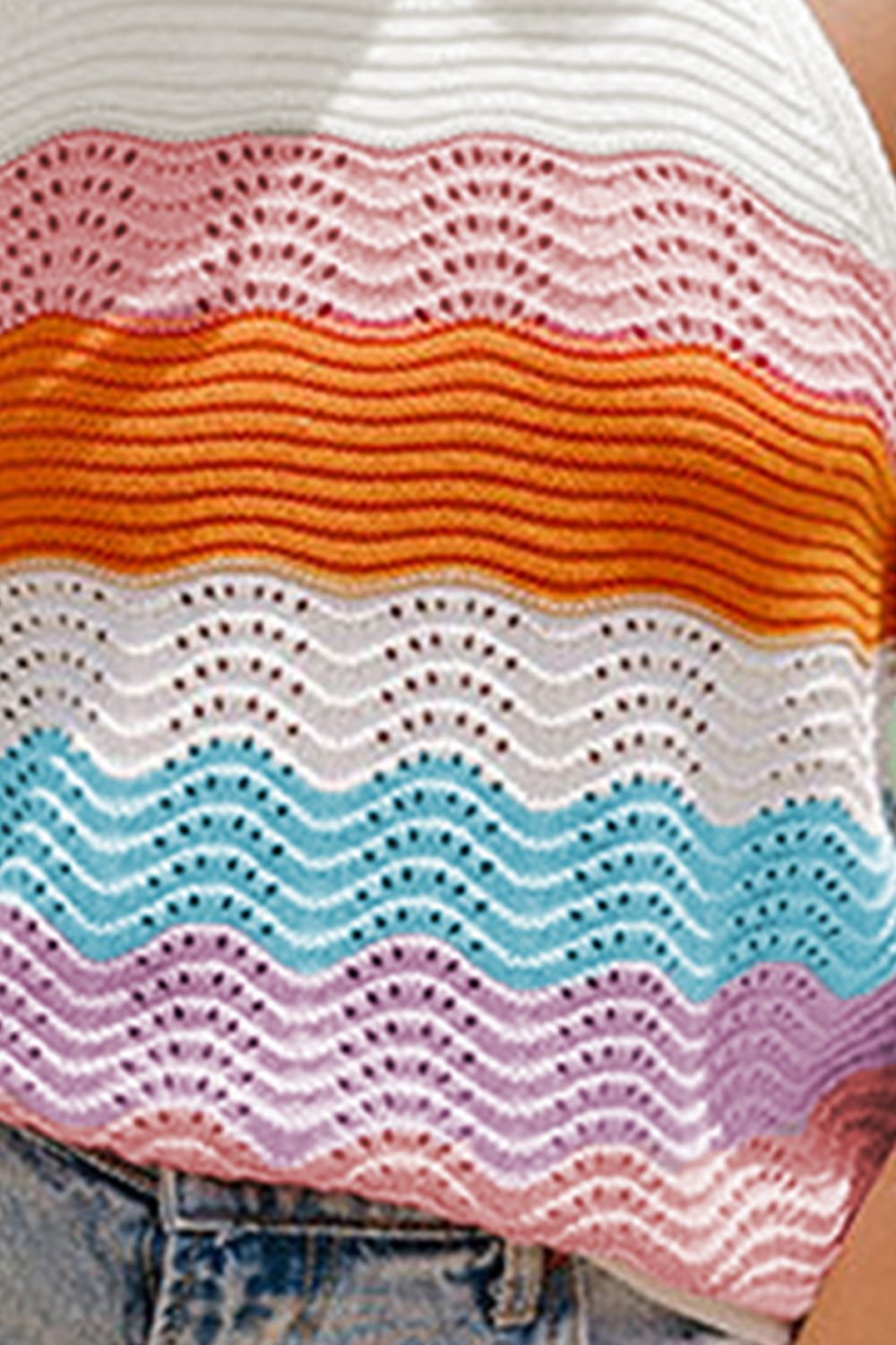 TEEK - Multicolor Block Round Neck Knit Vest TOPS TEEK Trend