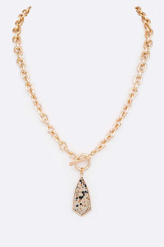 TEEK - Genuine Stone Pendant Toggle Necklace JEWELRY TEEK FG