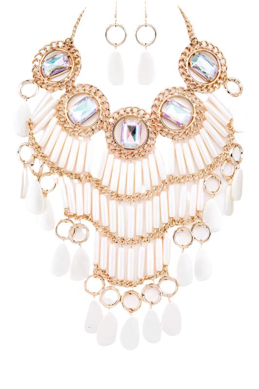 TEEK - Crystal Statement Head Turner Necklace Set JEWELRY TEEK FG Cream