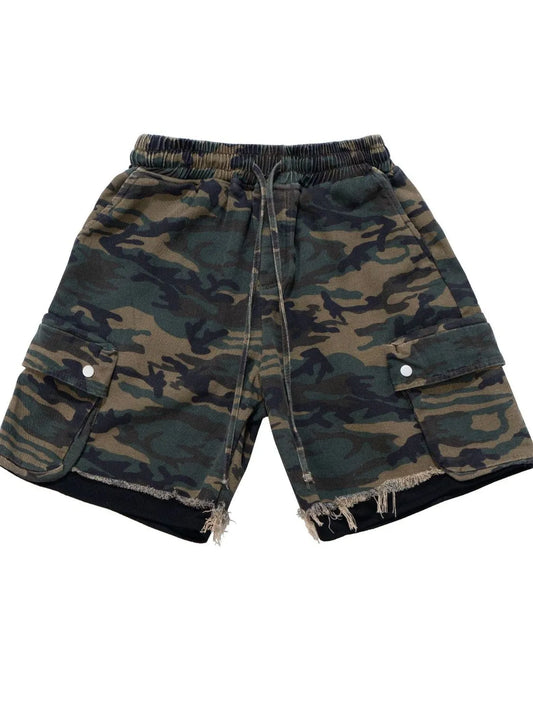 TEEK - Mens Green Camouflage Drawstring Camouflage Shorts SHORTS TEEK Trend