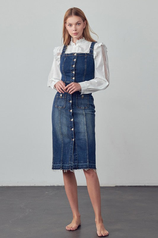TEEK - SUSPENDERS DARK DENIM SKIRT OVERALLS OVERALLS TEEK FG