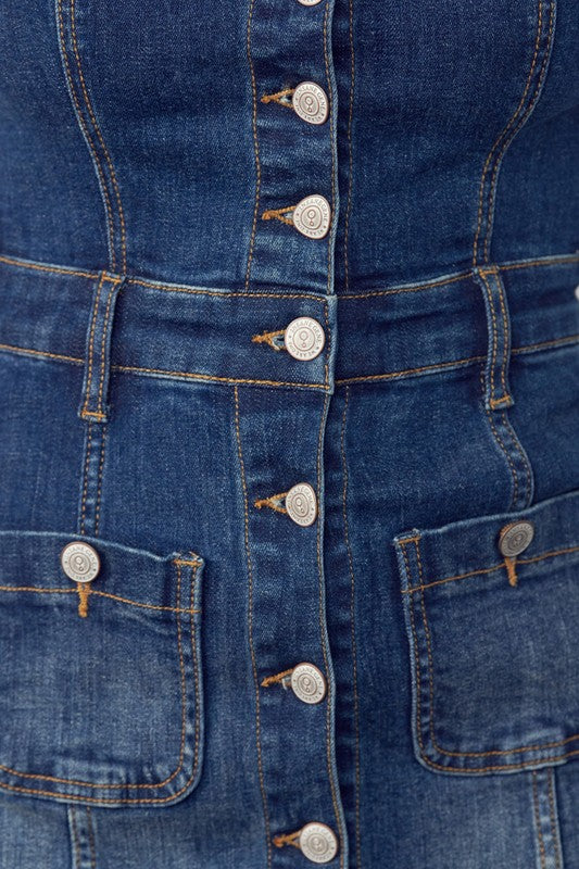 TEEK - SUSPENDERS DARK DENIM SKIRT OVERALLS OVERALLS TEEK FG