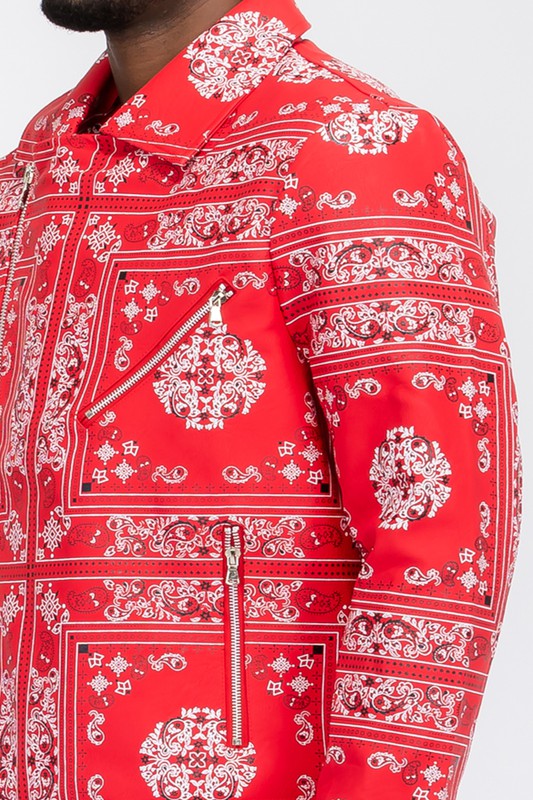 TEEK - BANDANA PRINT VEGAN LEATHER JACKET JACKET TEEK FG