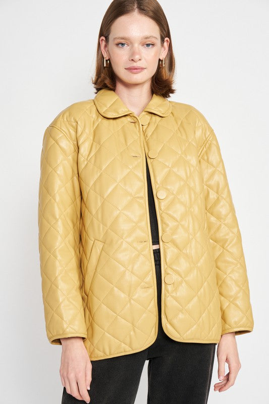 TEEK - QUILTED MUSTARD BUTTON DOWN JACKET JACKET TEEK FG