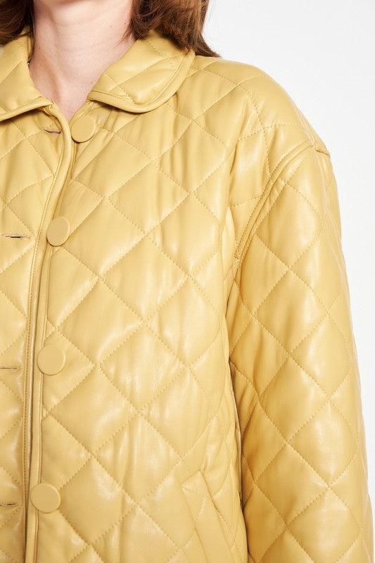 TEEK - QUILTED MUSTARD BUTTON DOWN JACKET JACKET TEEK FG