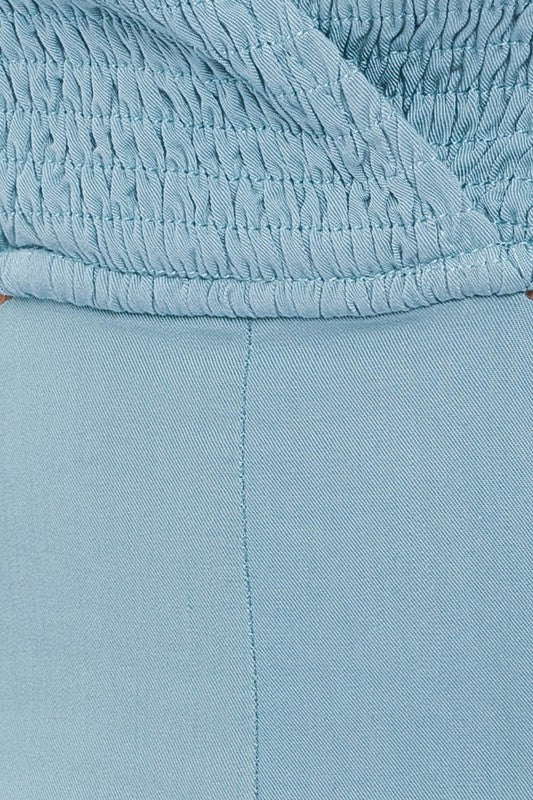 TEEK - Light Teal Cut Out Back Tie Romper JUMPSUIT TEEK FG