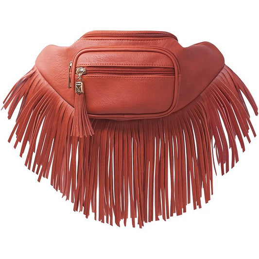 TEEK - Fringe Tassel Fanny Pack Waist Bag BAG TEEK FG BURNT ORANGE