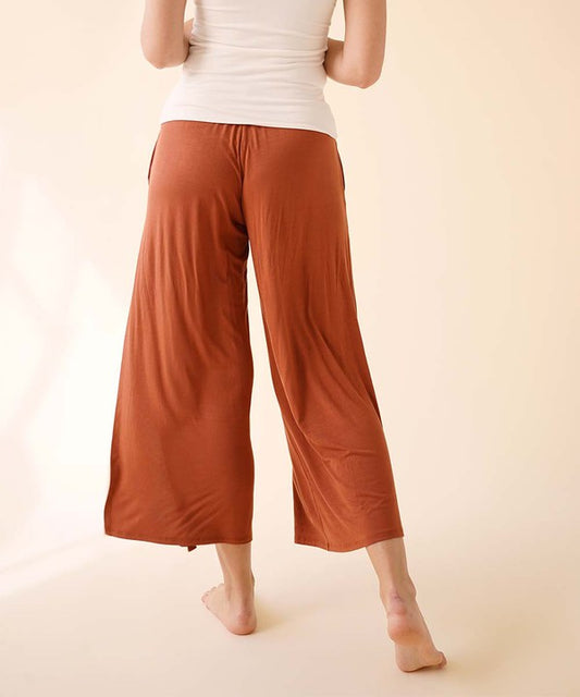 TEEK - RUST BAMBOO ANKLE LENGTH SLIT PANTS PANTS TEEK FG