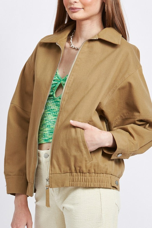 TEEK - KHAKI COLLARED OVERSIZED JACKET JACKET TEEK FG