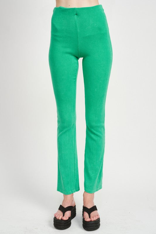 TEEK - HIGH WAIST RIB FLARED PANTS PANTS TEEK FG GREEN S