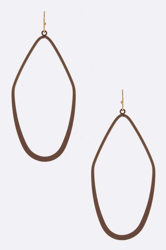 TEEK - Iconic Cutout Color Metal Drop Earrings JEWELRY TEEK FG Brown
