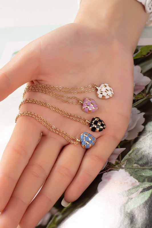 TEEK - Checker Heart Pendant Necklace JEWELRY TEEK FG