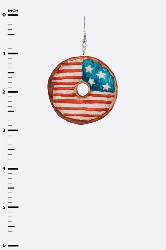 TEEK - USA Flag Painted Donut Cutout Earrings JEWELRY TEEK FG