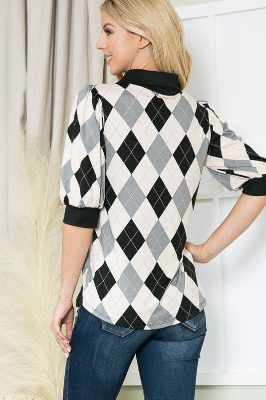 TEEK - Collared Argyle Top TOPS TEEK FG