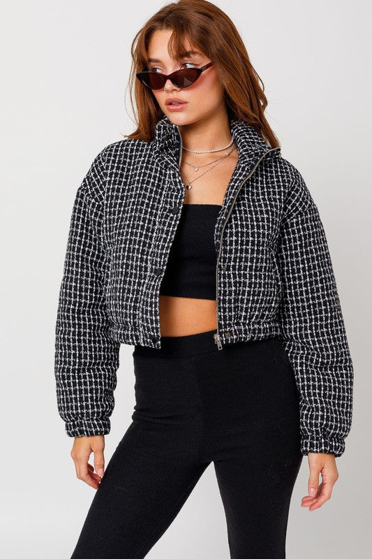 TEEK - Tweed Crop Puffer Jacket JACKET TEEK FG