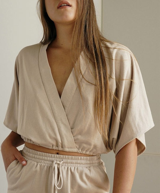 TEEK - Hemp Kimono Crop TOPS TEEK FG TAUPE S