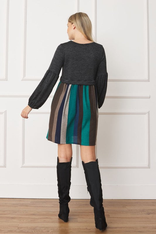 TEEK - Balloon Sleeve Crop Illusion Pullover Dress DRESS TEEK FG