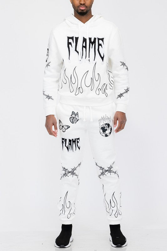 TEEK - Flame Hoodie Sweat Set SET TEEK FG WHITE S