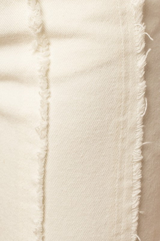 TEEK - White Frayed Hem Flare Pants PANTS TEEK FG