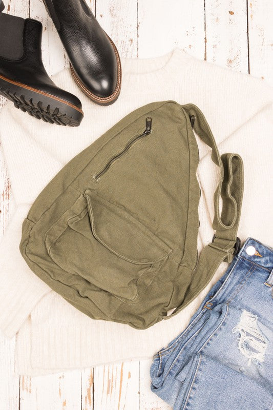 TEEK - Oversized Canvas Sling BAG TEEK FG Olive OneSize