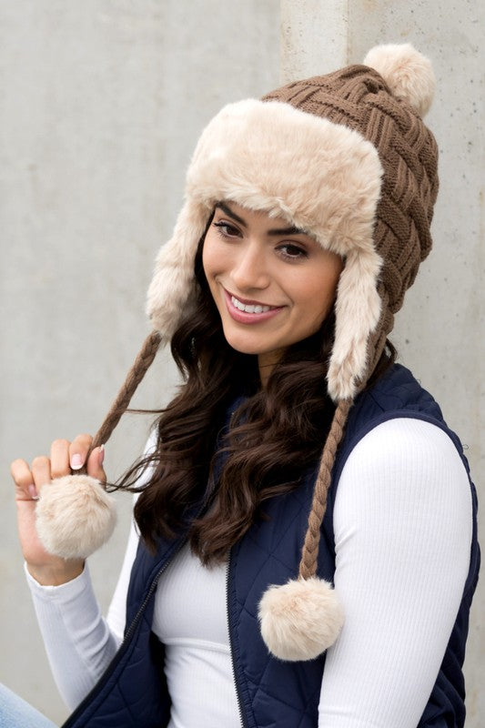 TEEK - Cable Weave Pom Trapper Hat HAT TEEK FG